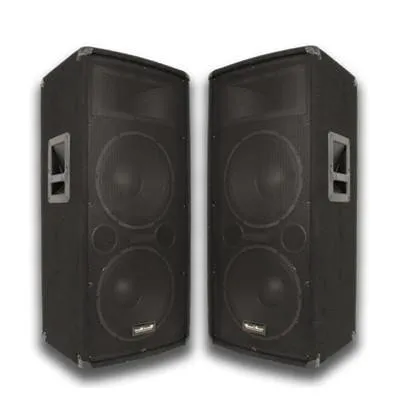 Pair of Dual 12" PA Speakers, Pair of Powered 18" Subs, and Cables