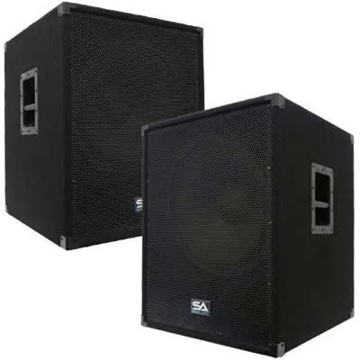 Pair of Dual 12" PA Speakers, Pair of Powered 18" Subs, and Cables