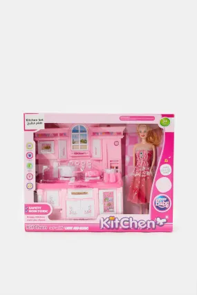 Pink Kitchen Set With Lights And Music