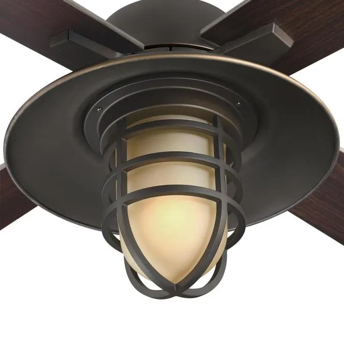 Porto 52-Inch Four-Blade Indoor Smart WiFi Ceiling Fan, Black-Bronze Finish with Dimmable LED Light Fixture, Remote Control Included
