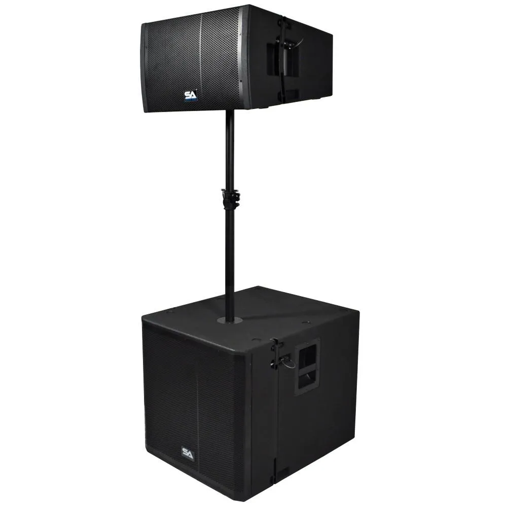 Powered 18 Inch Line Array Subwoofer, Powered 12 Inch Line Array Speaker and Mounting Pole