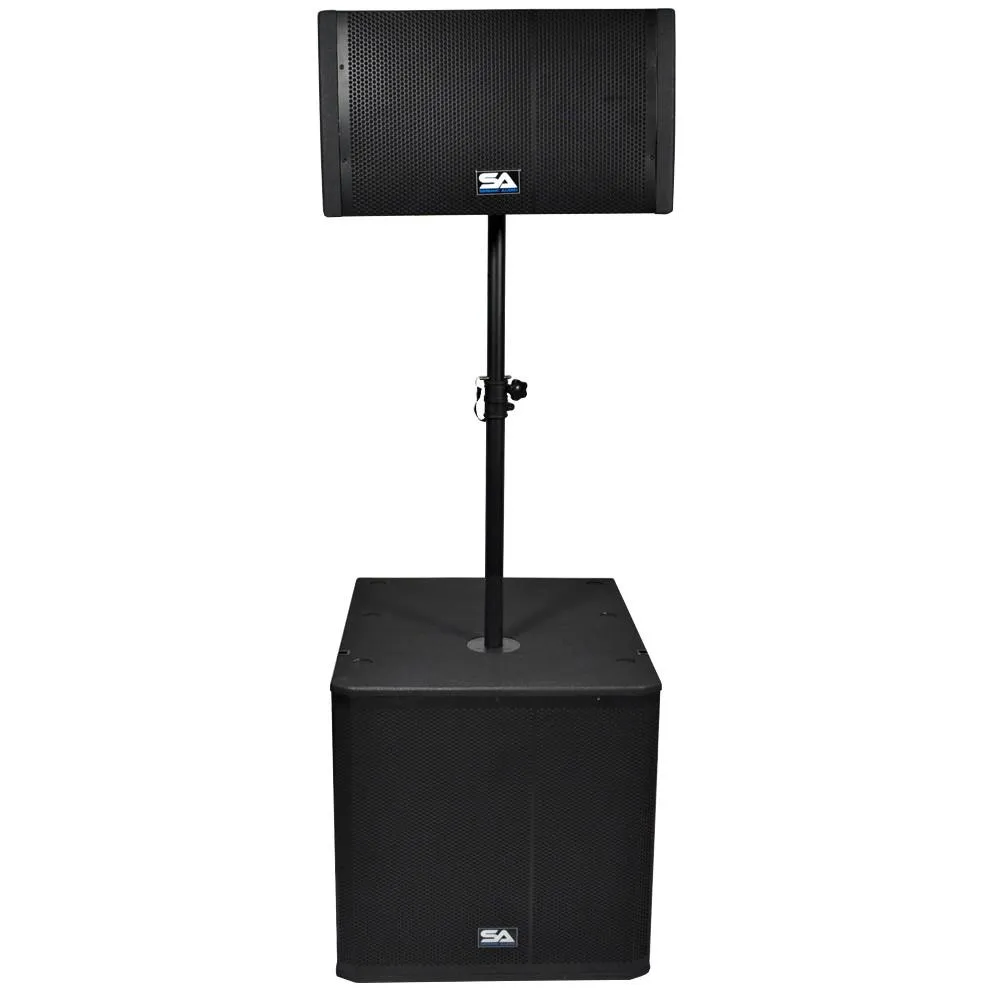 Powered 18 Inch Line Array Subwoofer, Powered 12 Inch Line Array Speaker and Mounting Pole