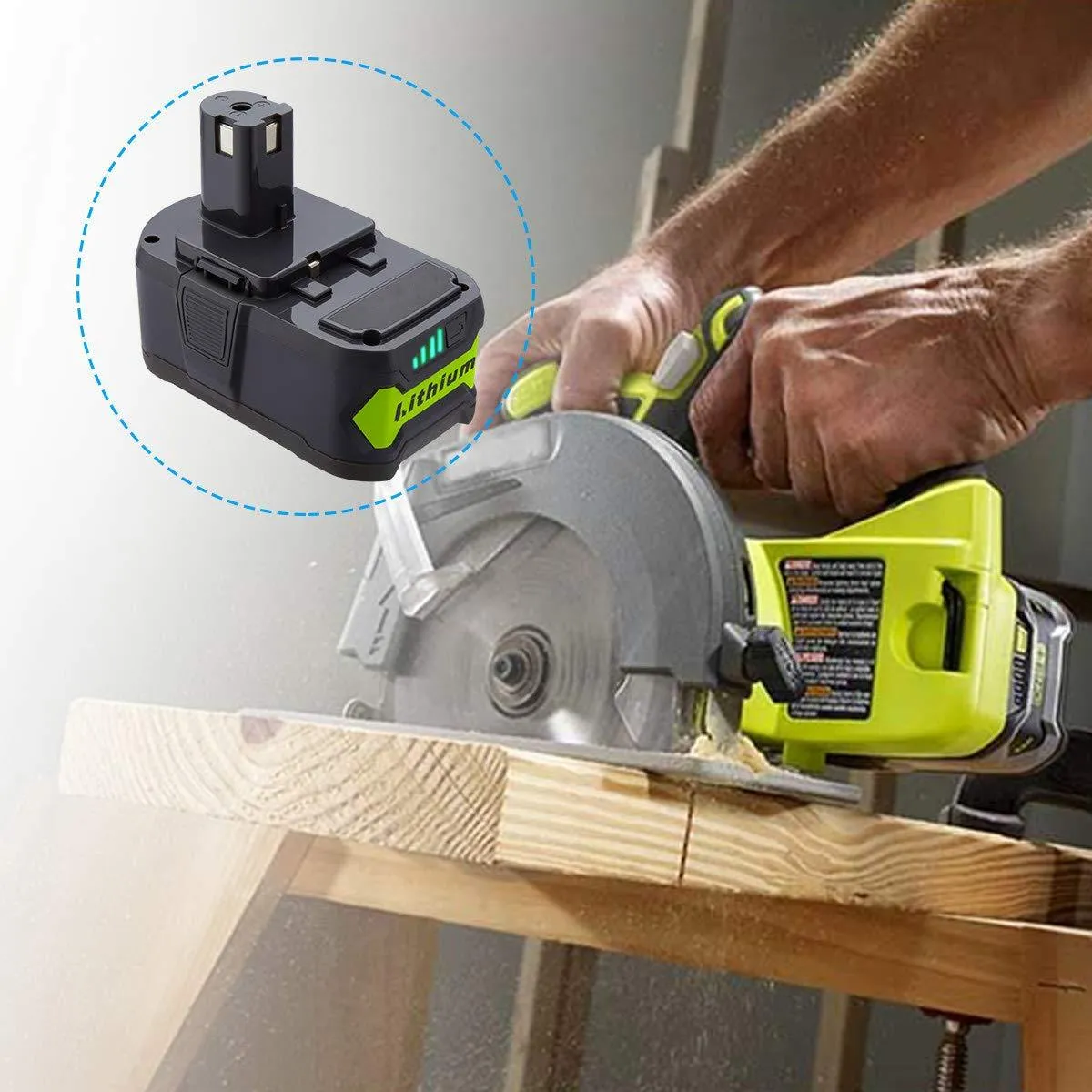 Powerextra 2 Pack 5000mAh Ryobi 18V Lithium Battery for Ryobi 18 Volt ONE  P102 P103 P104 P105 P107 P109 P122 Cordless Power Tools (2 Pack)