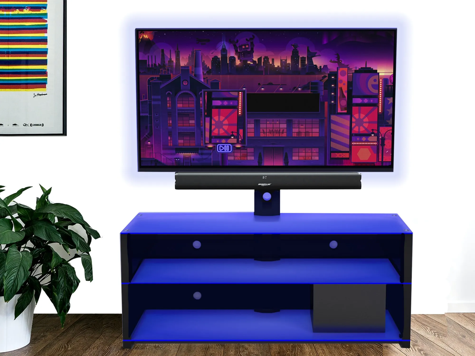 Professional Bluetooth Entertainment Center TV Stand With LED Lights & APP