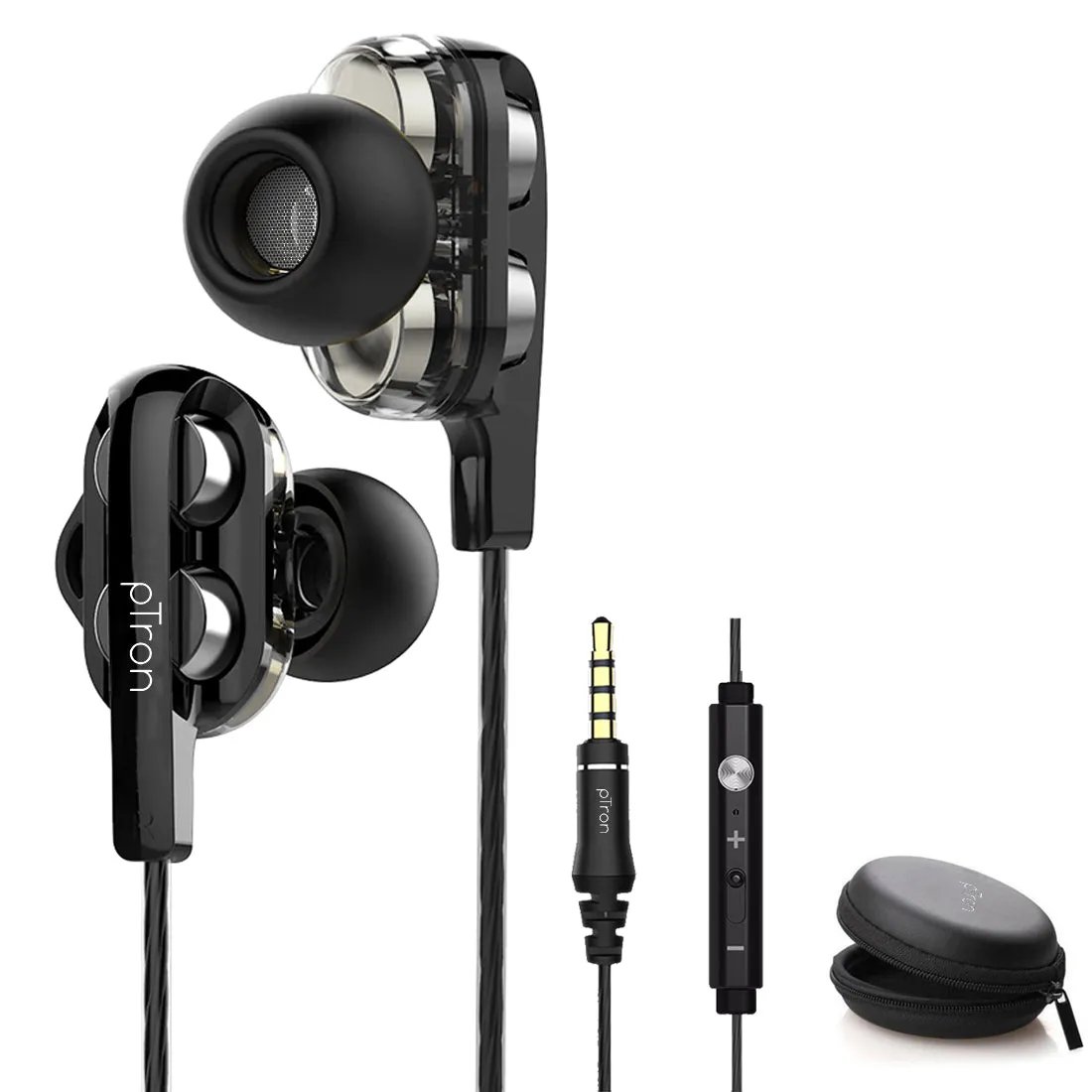 PTron Boom Ultima 4D Deep Bass Stereo Earphones Dual Driver Sports Headset with Mic for All Smartphones