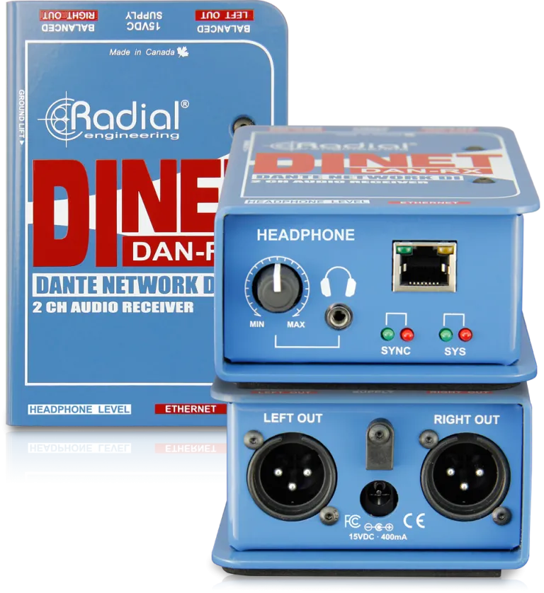 Radial Engineering DiNet Dan-RX - 2-Channel Dante Network Receiver