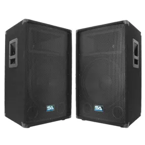 SA-15T - Pair of 15 Inch PA / DJ / Band Speaker Cabinets with Titanium Horns