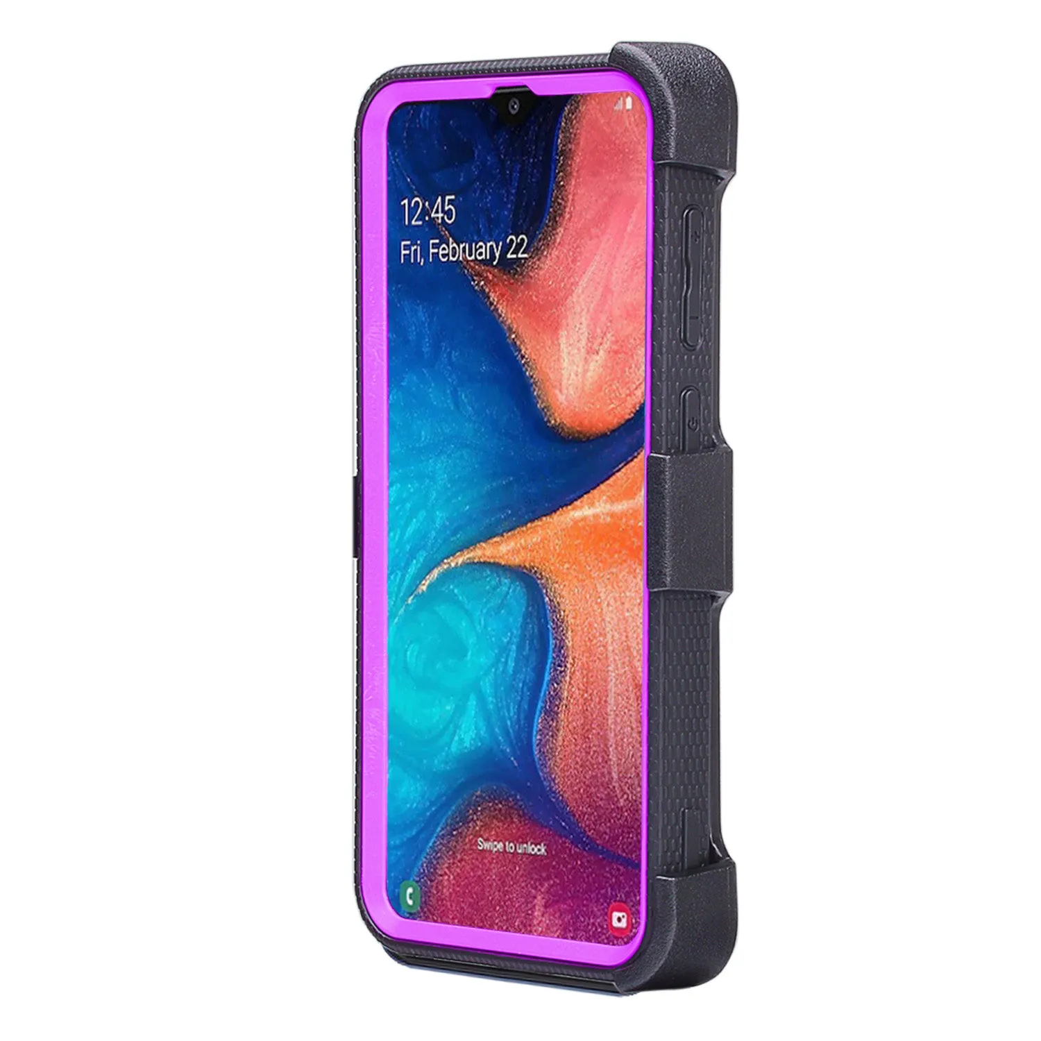 Samsung Galaxy A20 | A30 | A50 Case, Triple Protection 3-1 w/ Built in Screen Protector Heavy Duty Holster Shell Combo Clip Cover - Purple