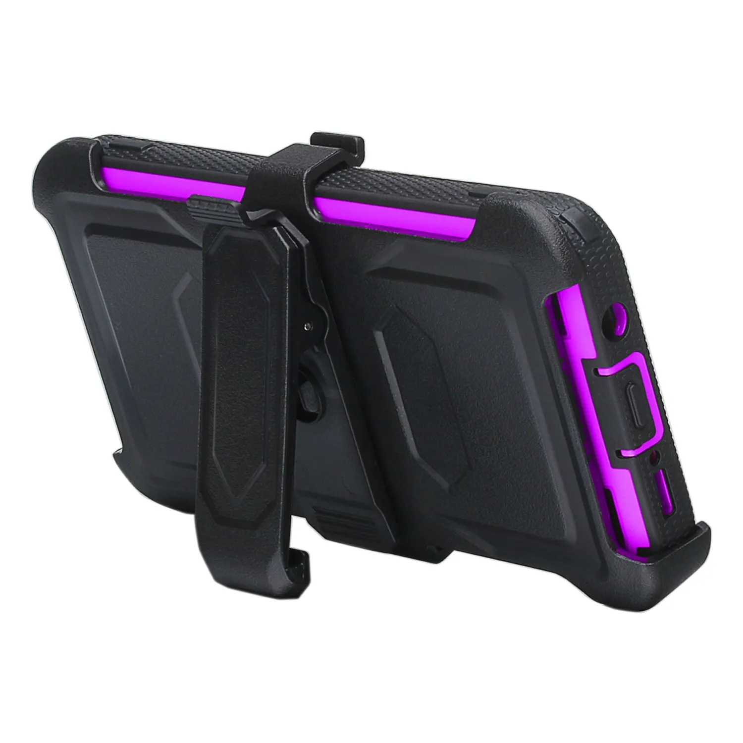 Samsung Galaxy A20 | A30 | A50 Case, Triple Protection 3-1 w/ Built in Screen Protector Heavy Duty Holster Shell Combo Clip Cover - Purple