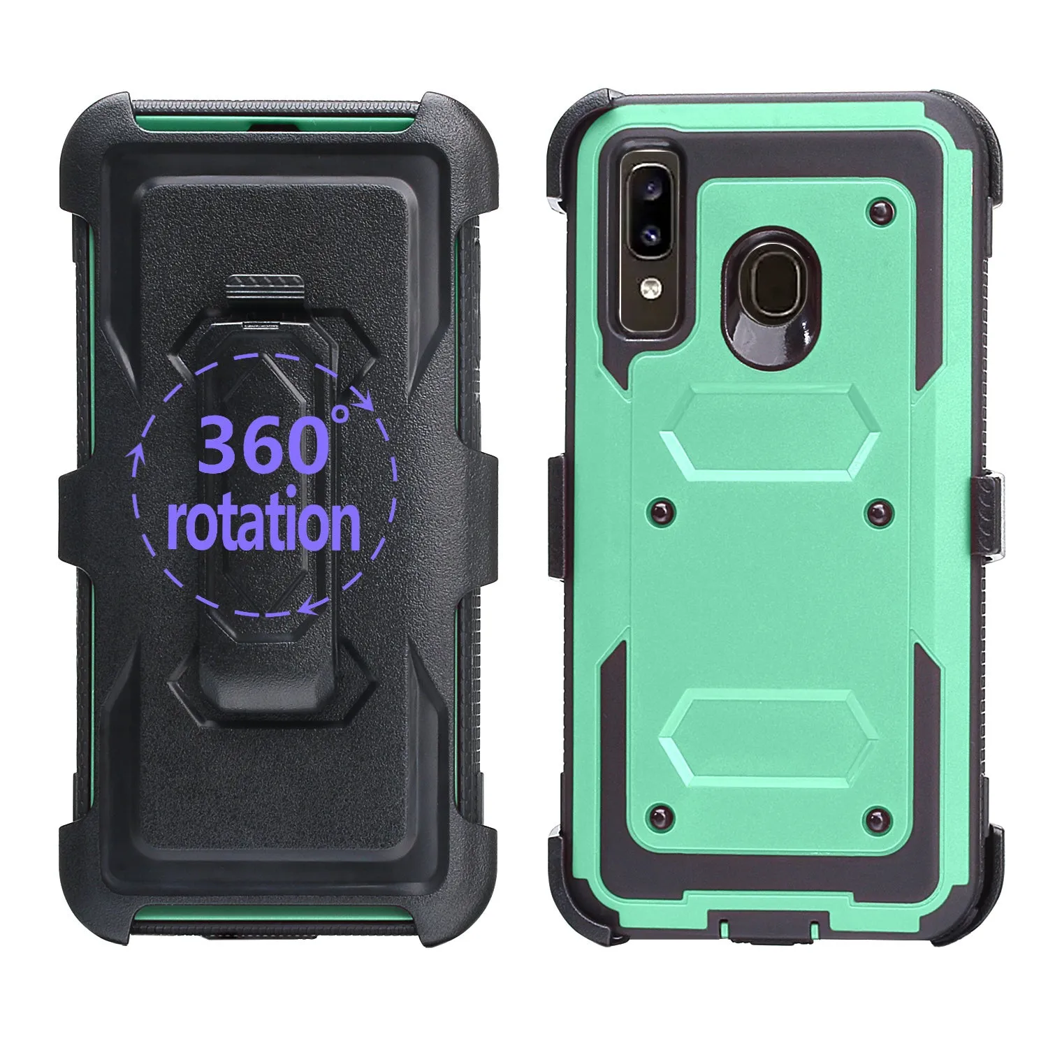 Samsung Galaxy A20 | A30 | A50 Case, Triple Protection 3-1 w/ Built in Screen Protector Heavy Duty Holster Shell Combo Clip Cover - Teal