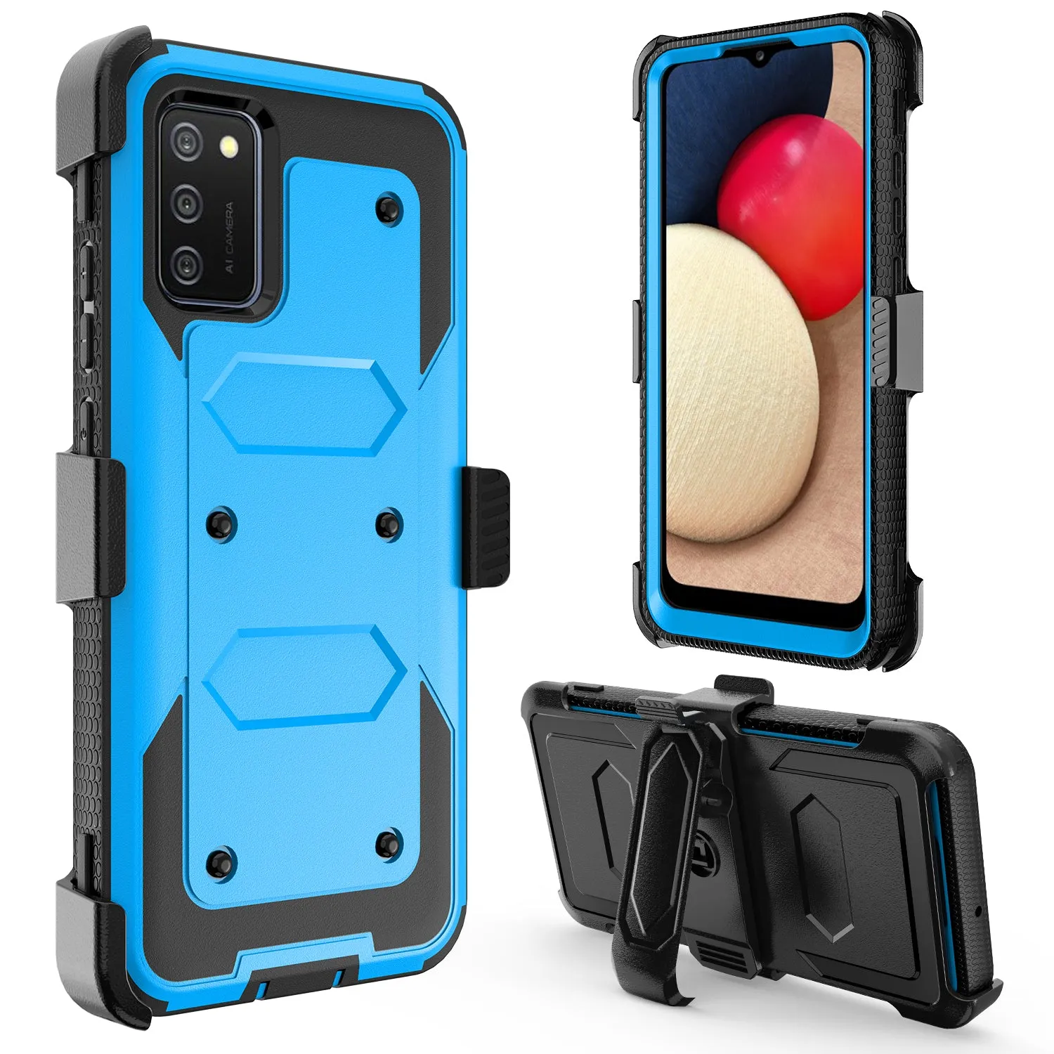 Samsung Galaxy A32 5G Case, Galaxy A32 5G Case, Triple Protection 3-1 w/ Built in Screen Protector Heavy Duty Holster Shell Combo Case - Blue