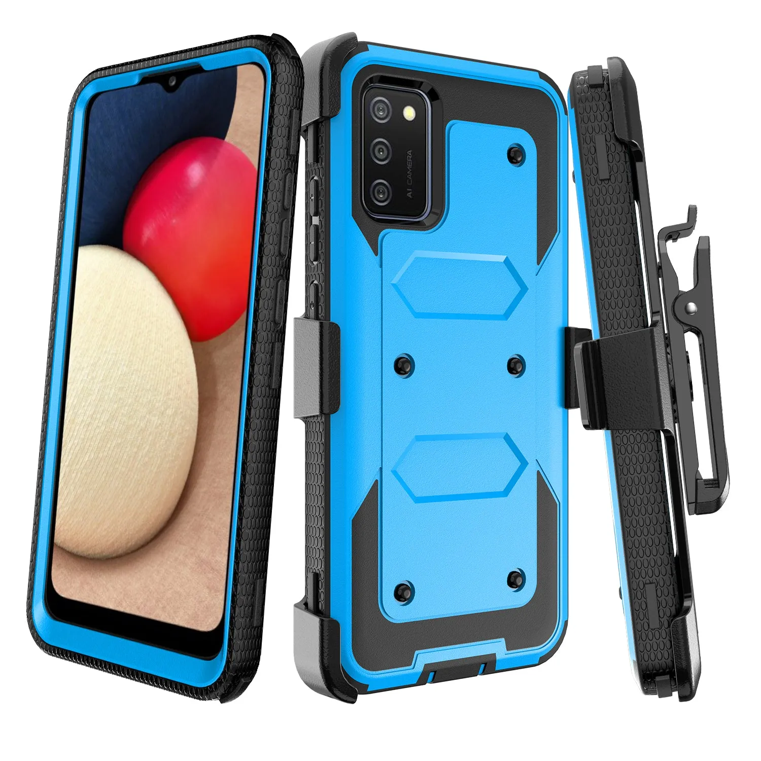 Samsung Galaxy A32 5G Case, Galaxy A32 5G Case, Triple Protection 3-1 w/ Built in Screen Protector Heavy Duty Holster Shell Combo Case - Blue