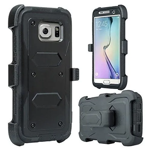 Samsung Galaxy S7 Case, Heavy Duty Hybrid Rotating Swivel Locking Holster Case for Galaxy S7 - Black
