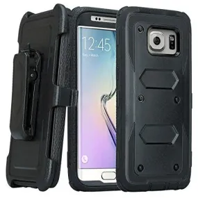 Samsung Galaxy S7 Case, Heavy Duty Hybrid Rotating Swivel Locking Holster Case for Galaxy S7 - Black