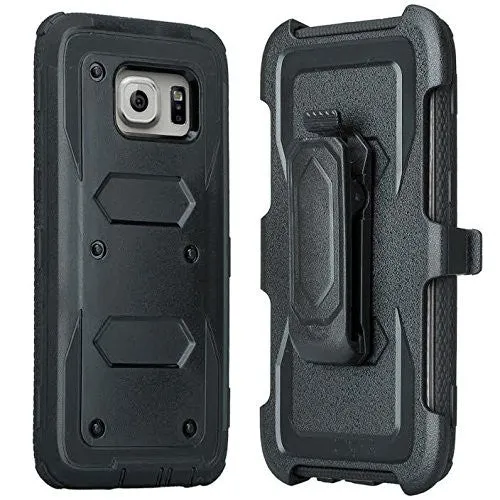 Samsung Galaxy S7 Case, Heavy Duty Hybrid Rotating Swivel Locking Holster Case for Galaxy S7 - Black