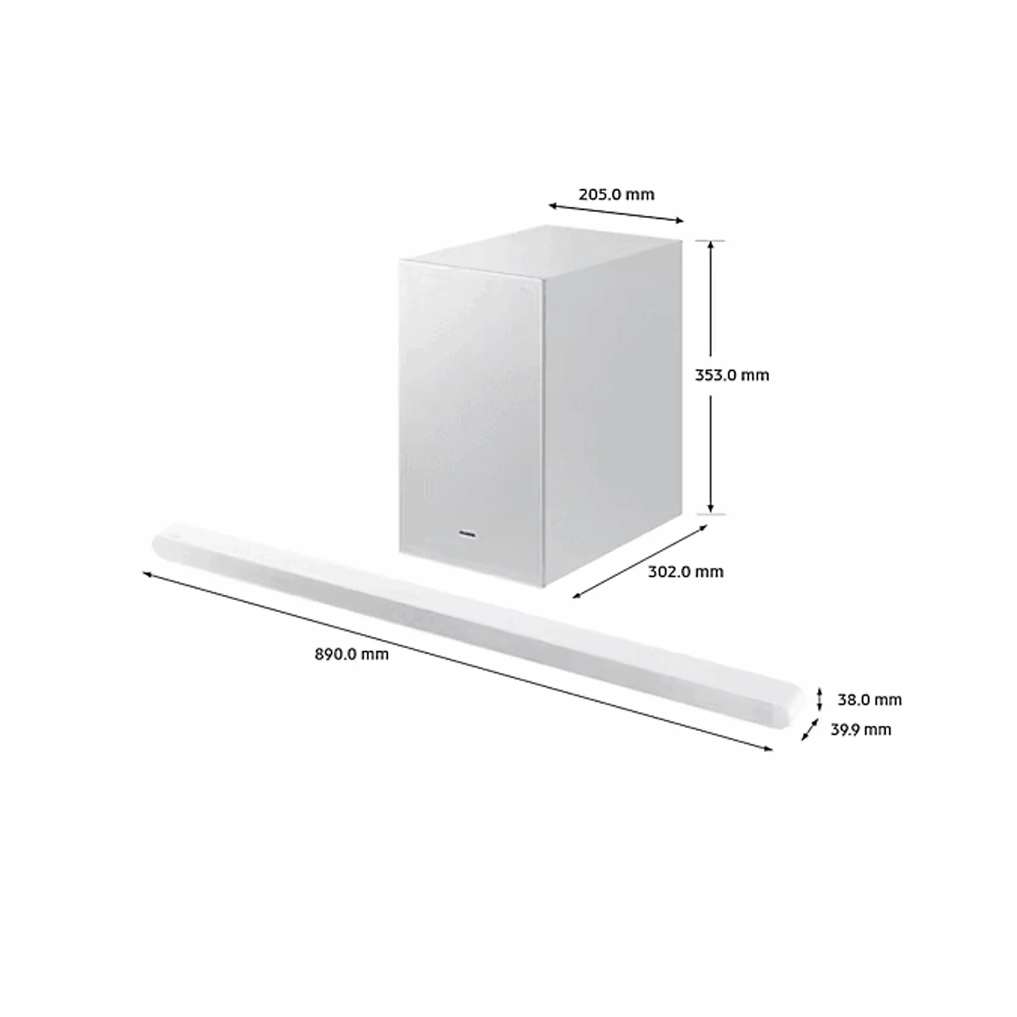 Samsung Ultra Slim Soundbar 3.1ch Sub Woofer White