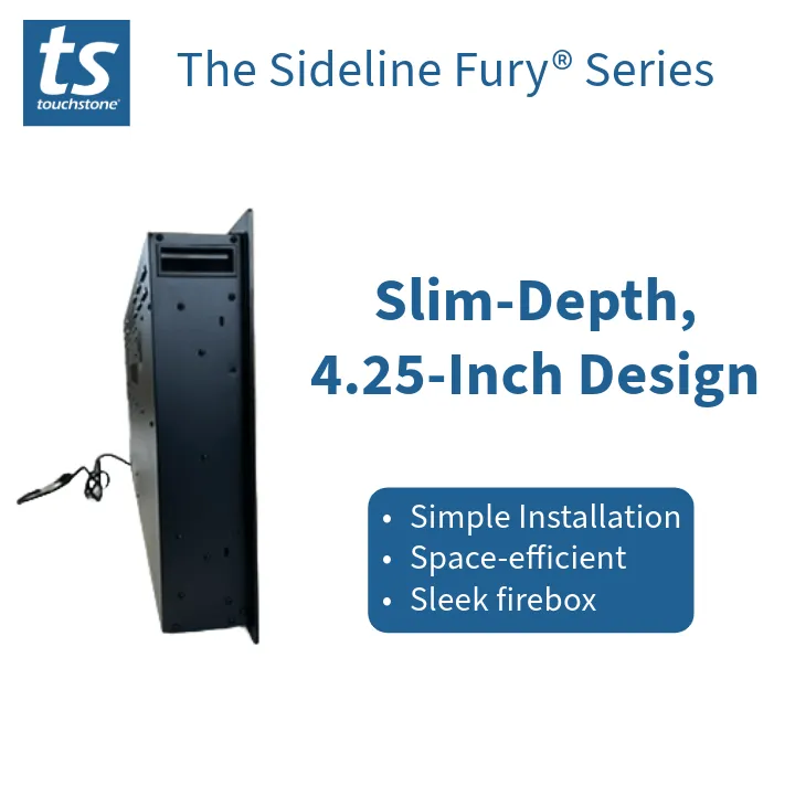 Sideline Fury Refurbished 46 Inch Slim-Depth Recessed Smart Electric Fireplace 80053