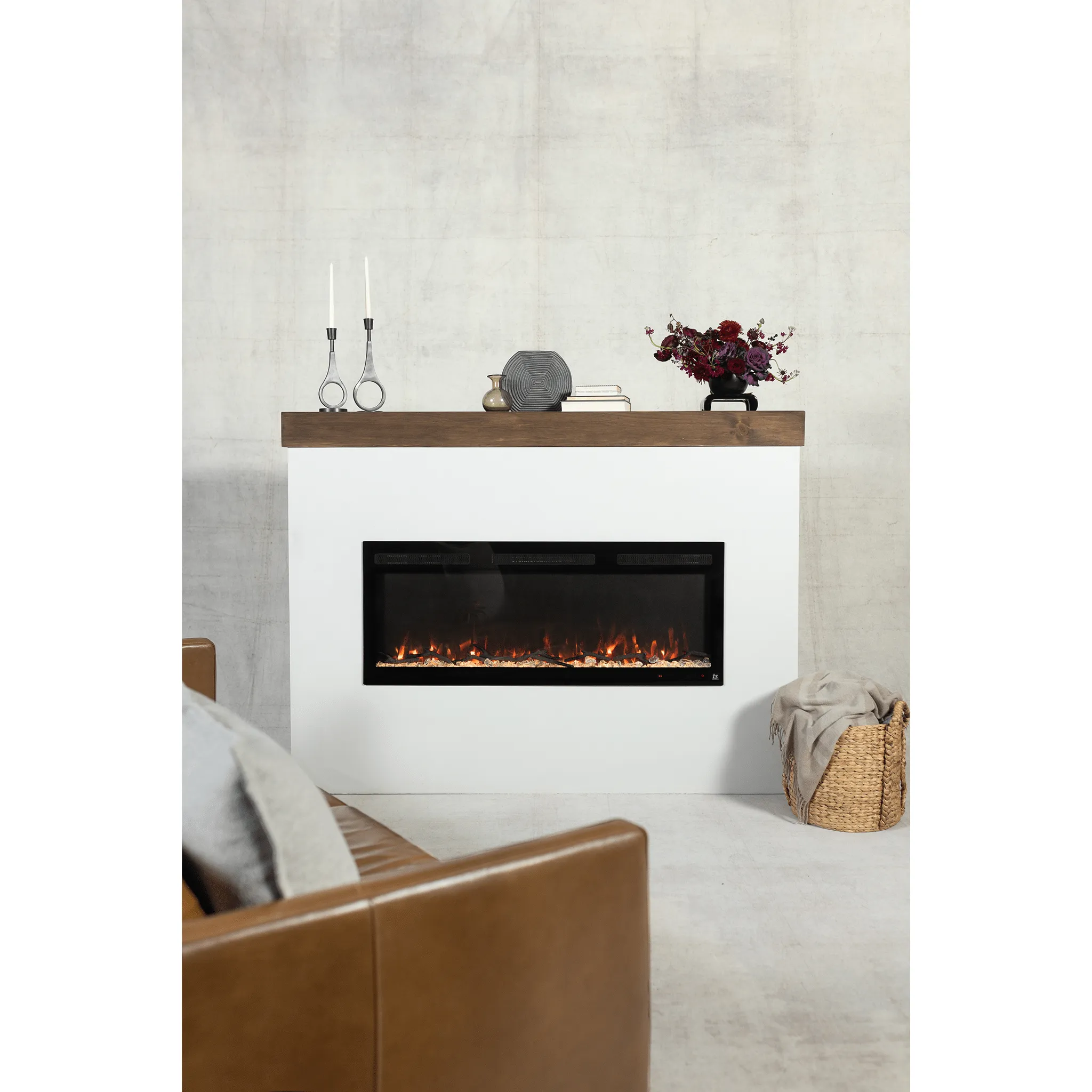 Sideline Fury Refurbished 46 Inch Slim-Depth Recessed Smart Electric Fireplace 80053