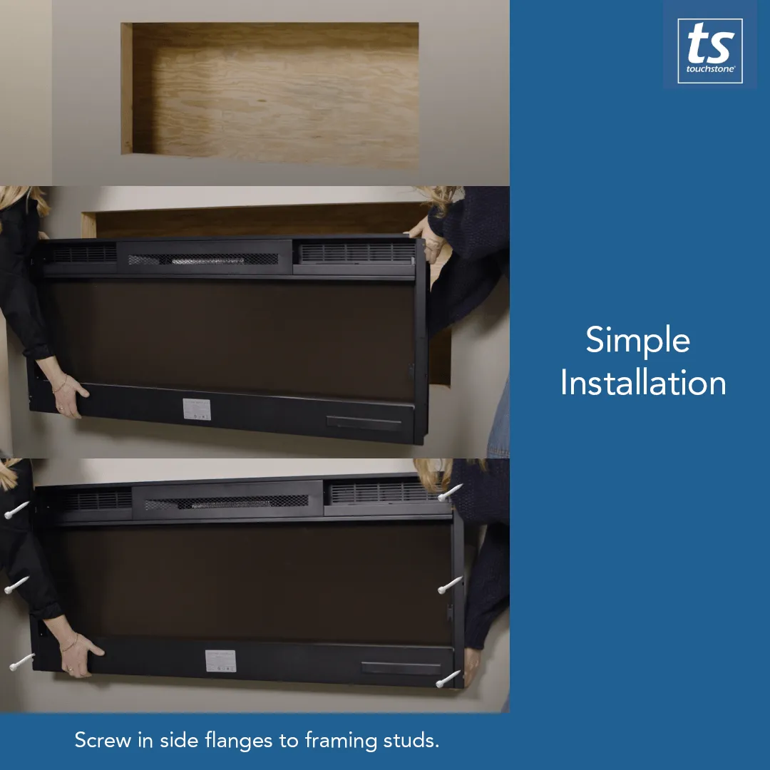 Sideline Fury Refurbished 46 Inch Slim-Depth Recessed Smart Electric Fireplace 80053