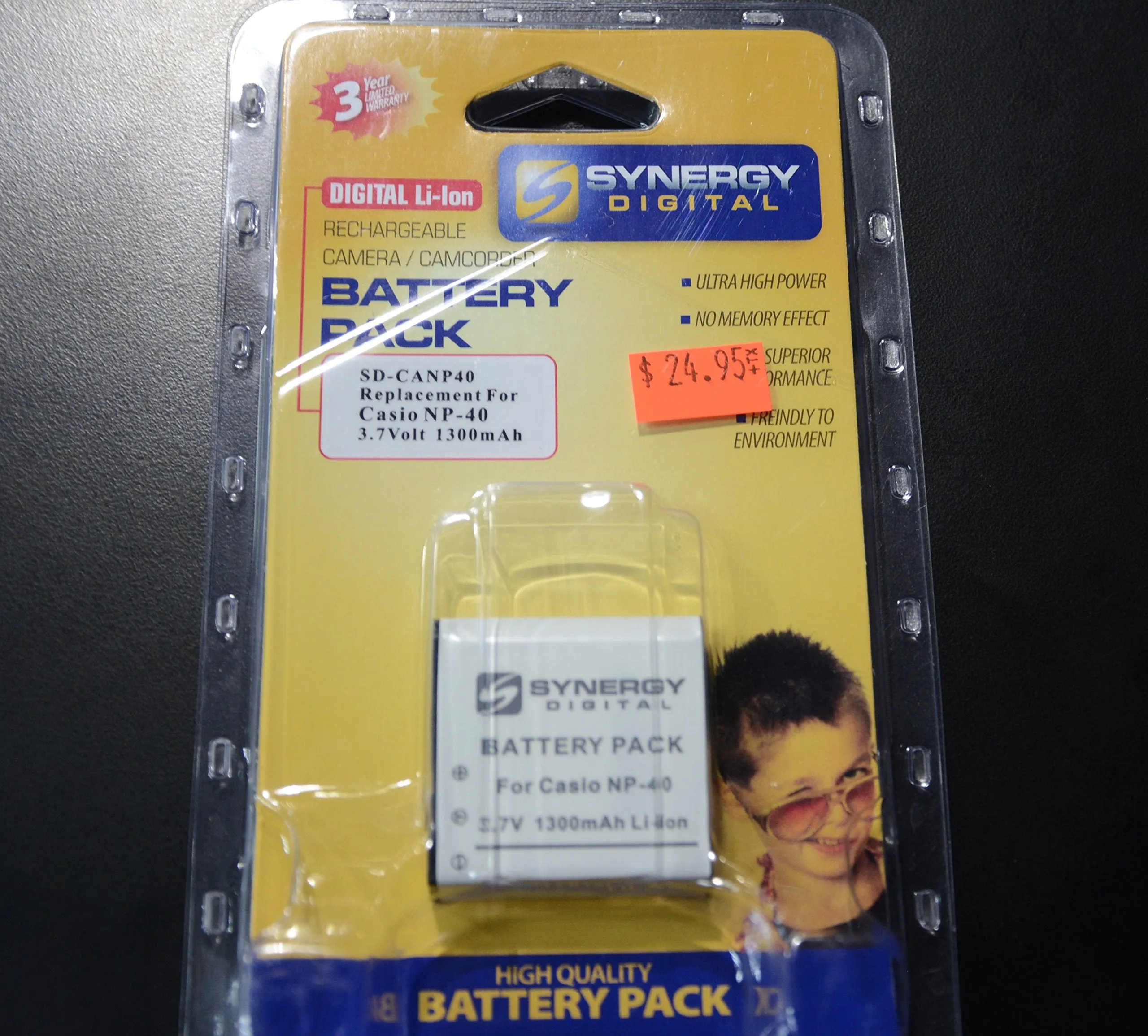Synergy Digital NP-40 Lithium-Ion Battery - Ultra High Capacity (1300 mAh) - replacement for Casio NP-40 Battery