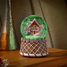Three Kings 10cm Musical Gingerbread House Snowglobe