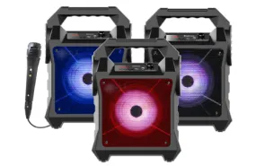 Top Tech 6.5" Rechargeable Speaker with Bluetooth, FM Radio, and Colorful Lights