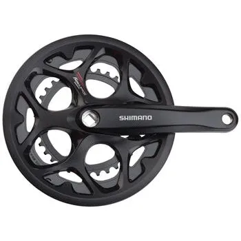Tourney FC-A070 Bicycle Crankset - 170mm, 7/8-Speed, 50/34t, Riveted, Square Taper JIS Spindle Interface, With Chainguard