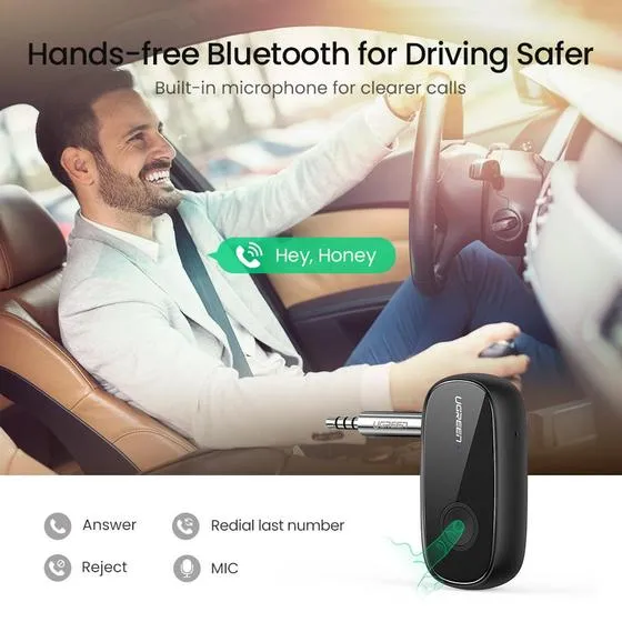 UGreen Bluetooth 5.1 Receiver Audio Adapter APTX with Mic & Inbuilt Battery - 70304