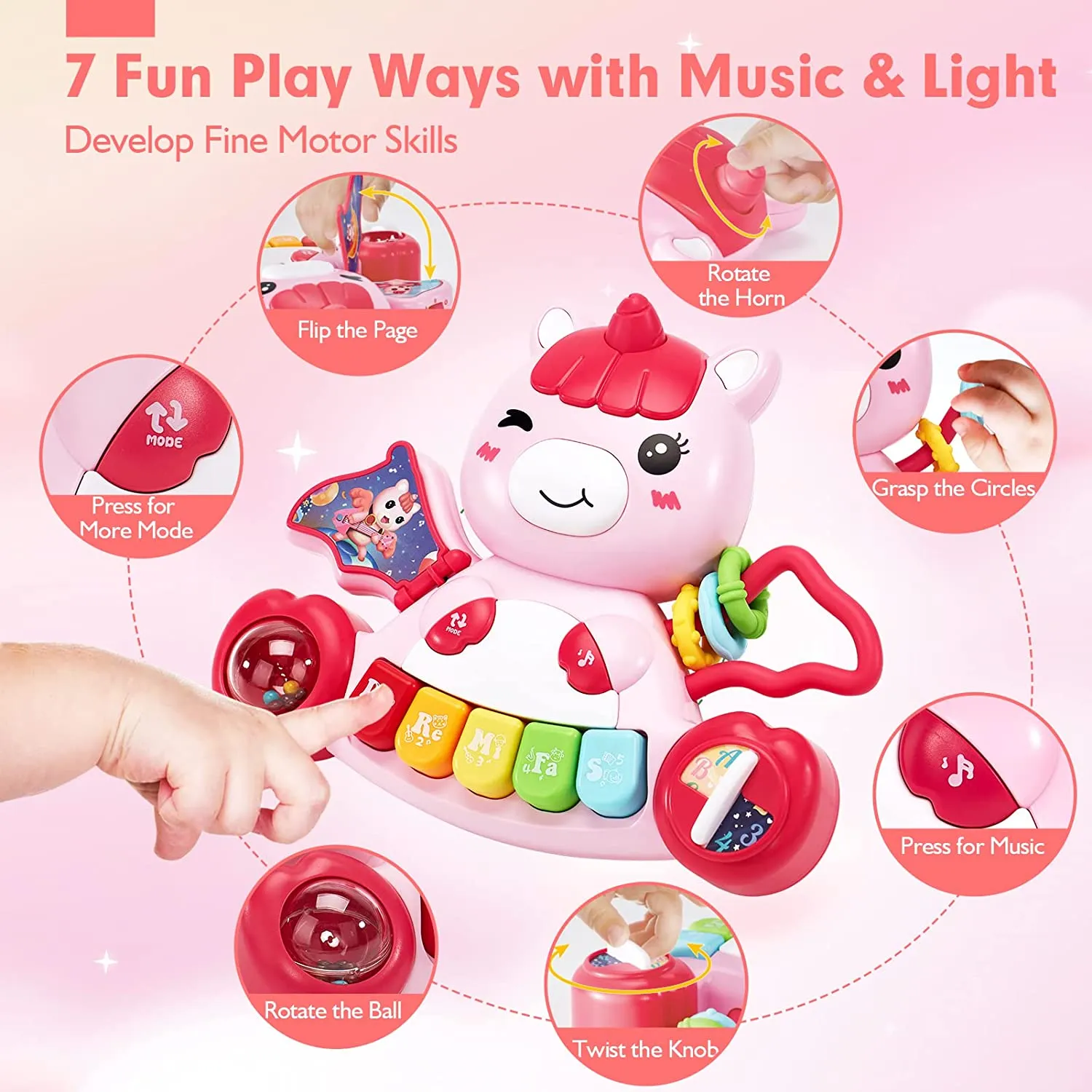 Unicorn Musical Piano Toy with Lights