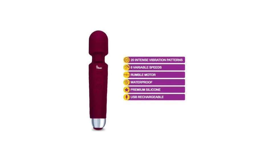 Viben Tempest Rechargeable Wand Massager Ruby