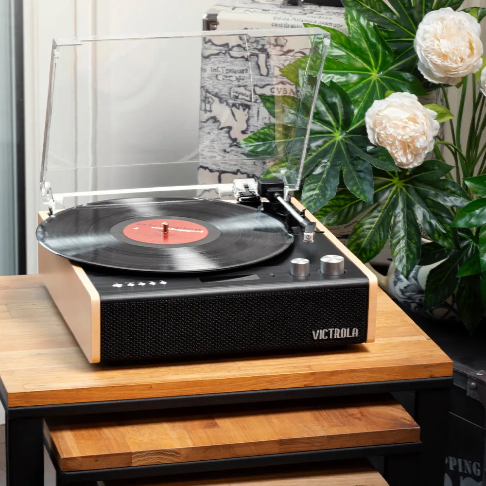 Victrola Eastwood Turntable   Entertainment Stand Bundle - Black