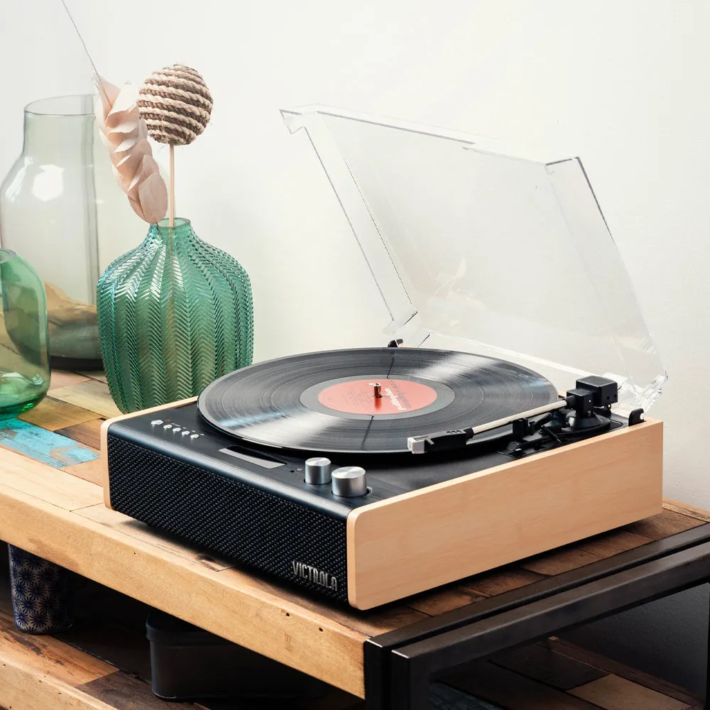 Victrola Eastwood Turntable   Entertainment Stand Bundle - Black