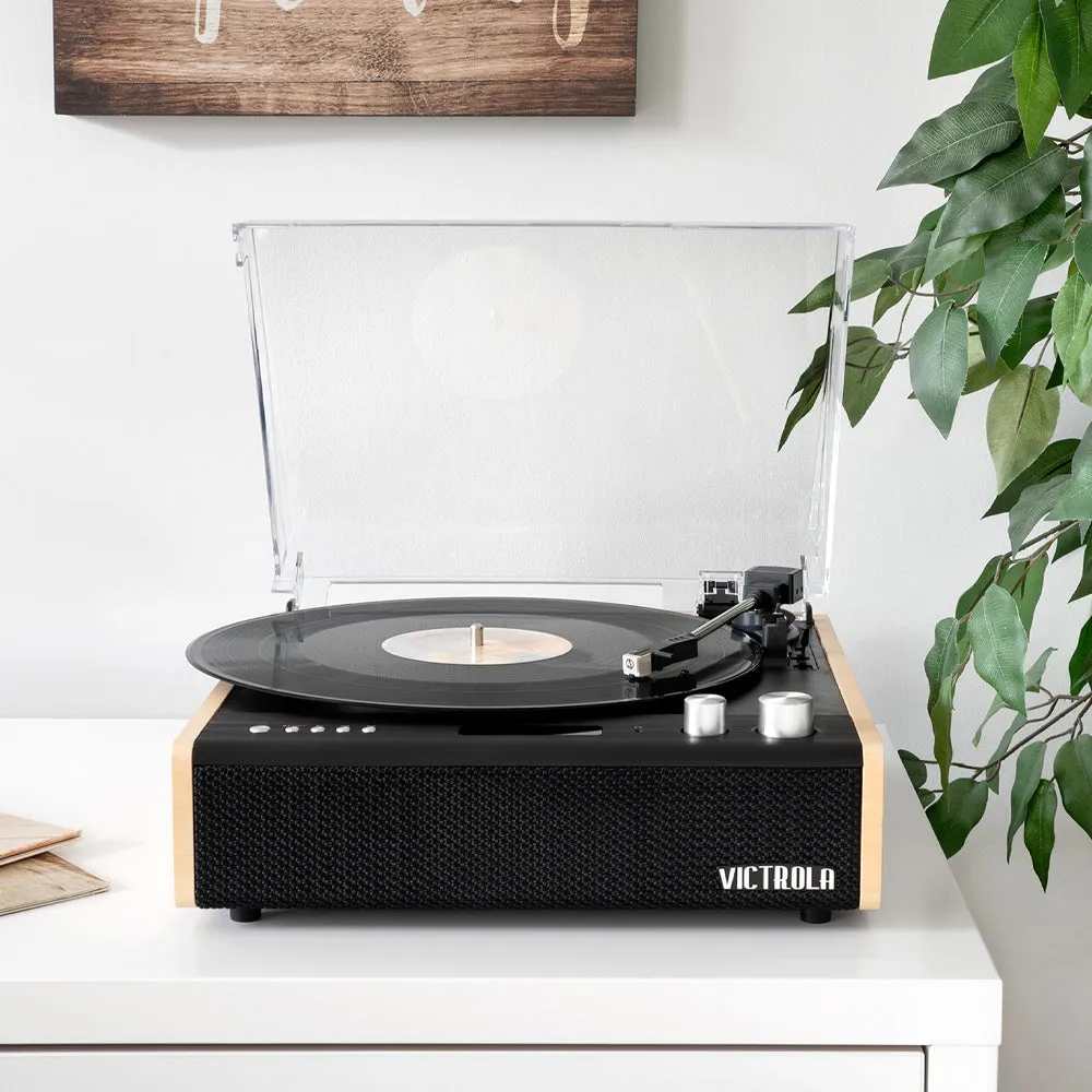 Victrola Eastwood Turntable   Entertainment Stand Bundle - Black