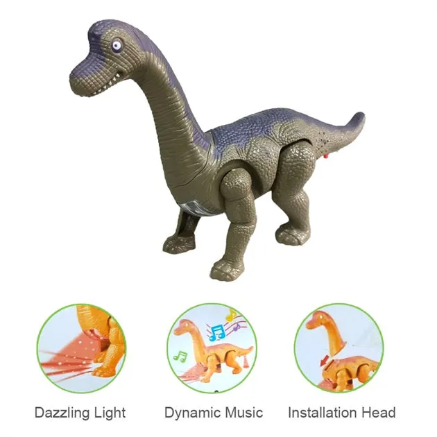 Walking Dinosaur Battery Toy with Lights & Music - Grey