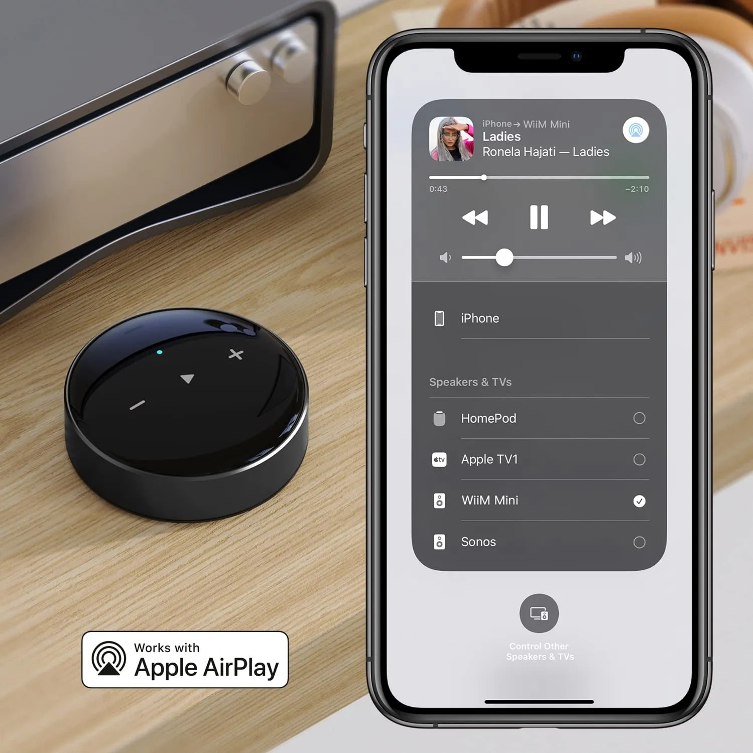 WiiM Mini AirPlay2 Wireless Audio Streamer and Yamaha R-S202 2-Channel Stereo Receiver