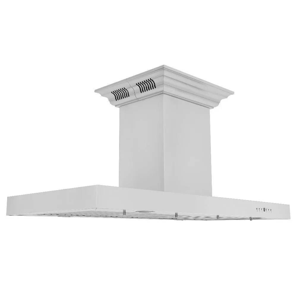 ZLINE Island Mount Range Hood in Stainless Steel with Built-in CrownSound Bluetooth Speakers (KE2iCRN-BT)