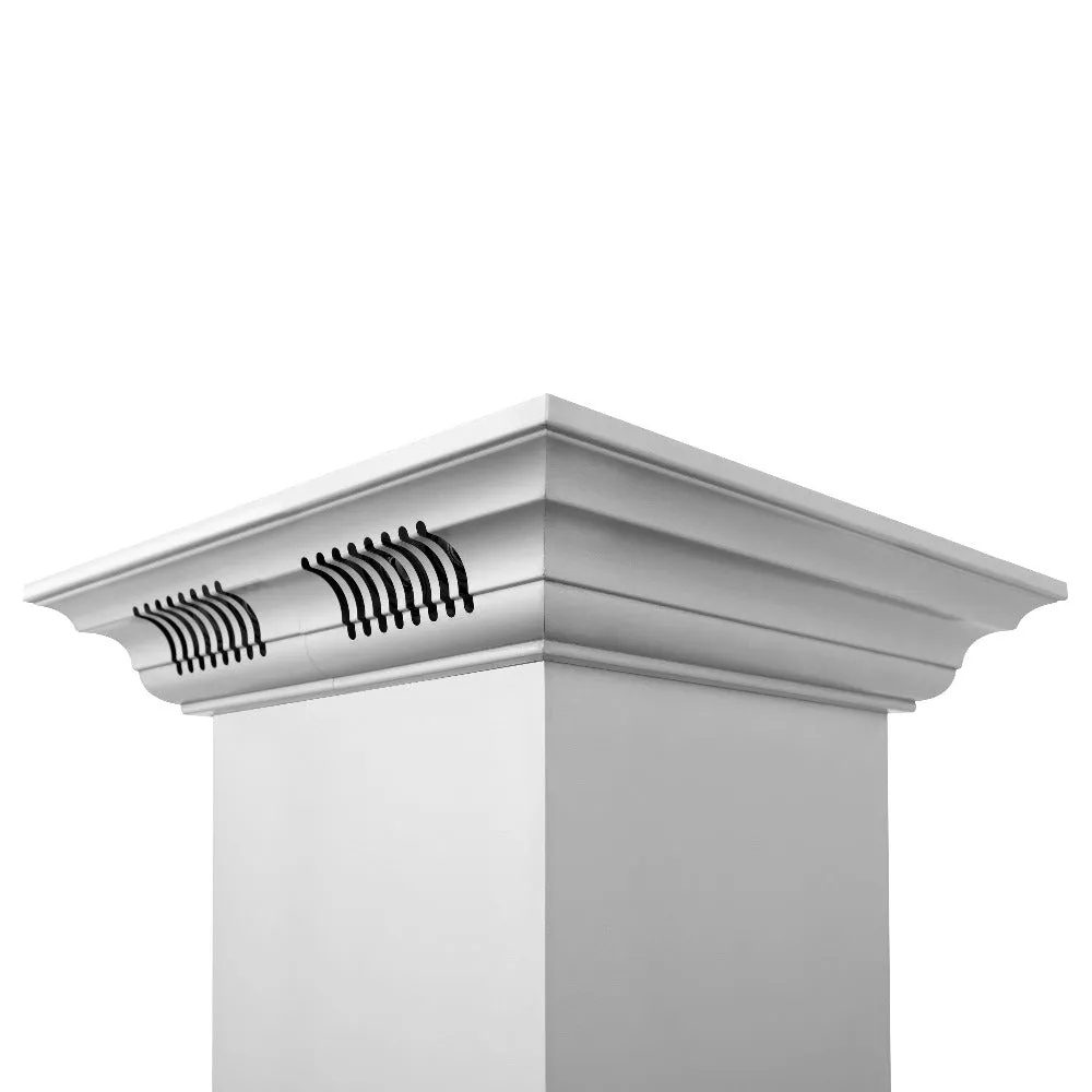 ZLINE Island Mount Range Hood in Stainless Steel with Built-in CrownSound Bluetooth Speakers (KE2iCRN-BT)