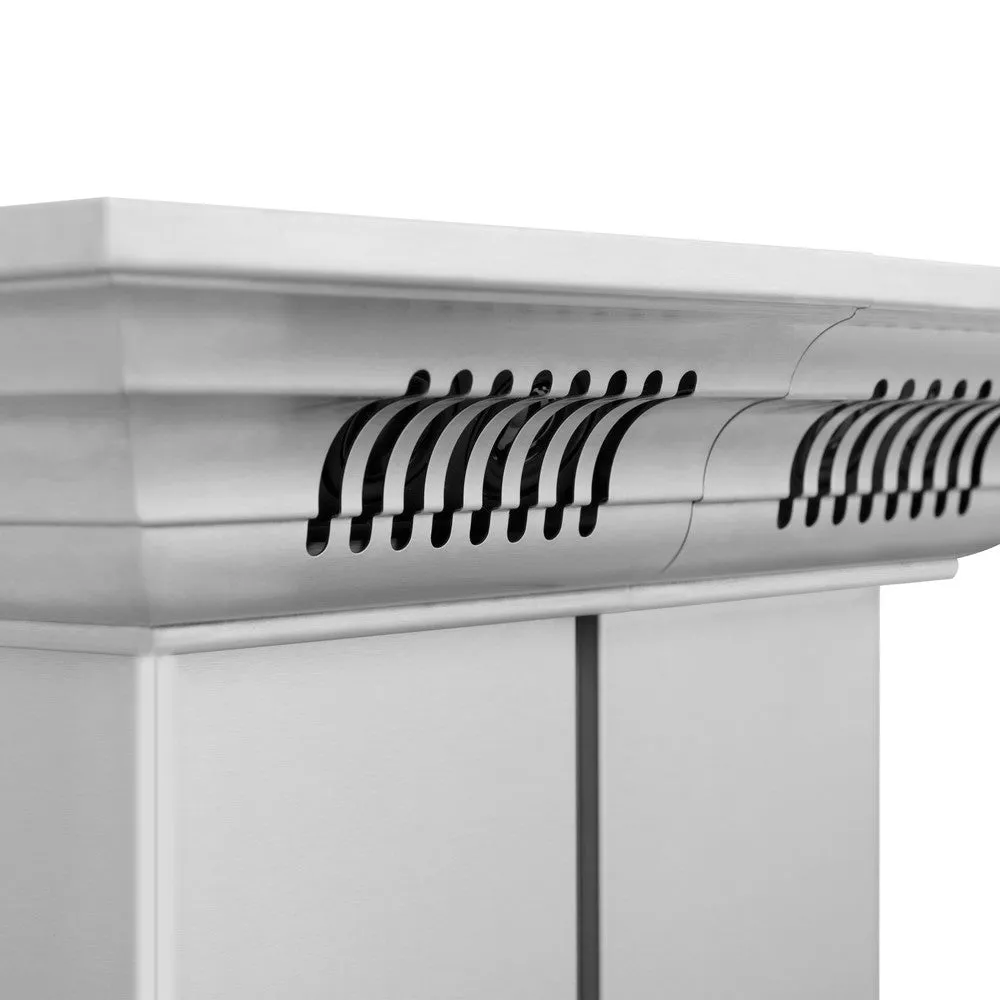 ZLINE Island Mount Range Hood in Stainless Steel with Built-in CrownSound Bluetooth Speakers (KE2iCRN-BT)