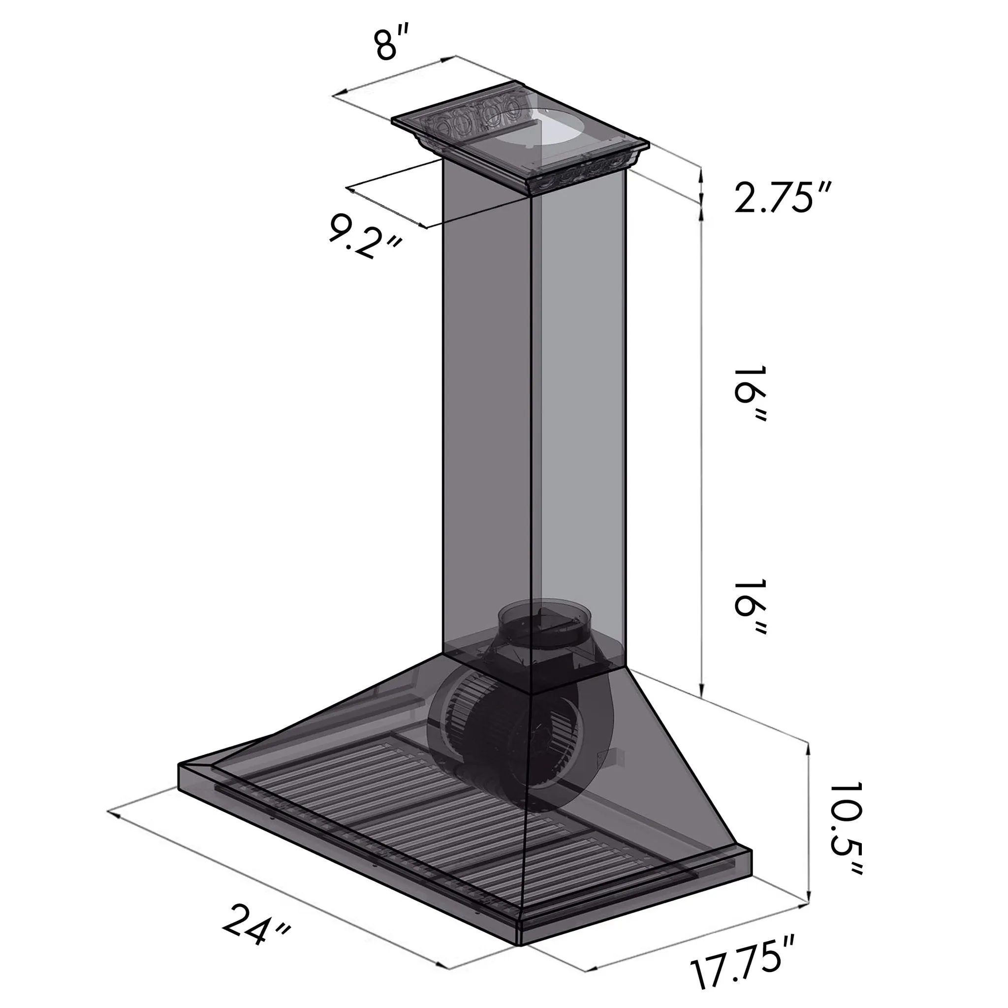 ZLINE Wall Mount Range Hood in Stainless Steel with Built-in CrownSound® Bluetooth Speakers (KBCRN-BT)
