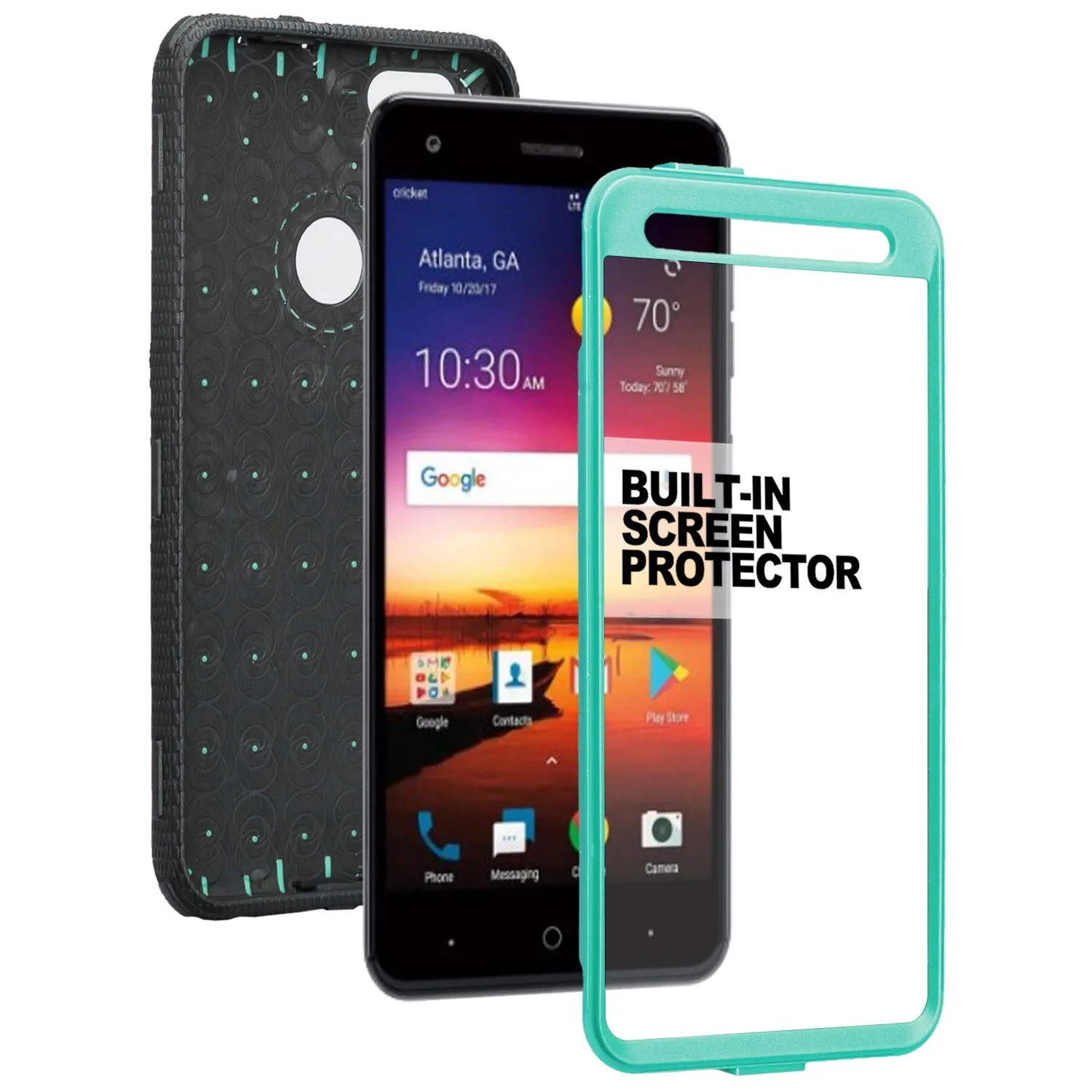 ZTE Blade Force Case, ZTE N9517 Case, Triple Protection 3-1 w/ Built in Screen Protector Heavy Duty Holster Shell Combo Case Cover - Teal