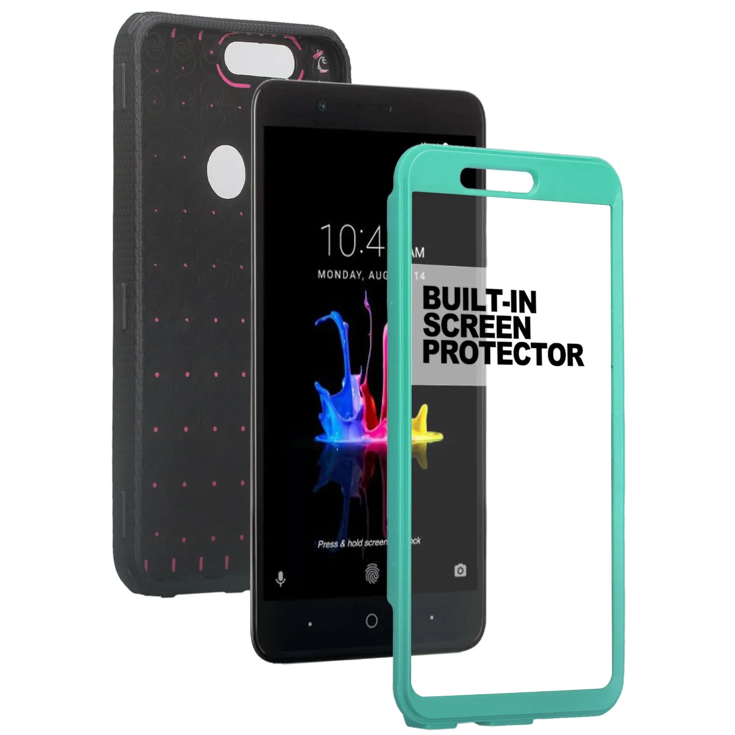 ZTE Sequoia Case, Blade Z Max, ZTE Z982 Case, Triple Protection 3-1 w/ Built in Screen Protector Heavy Duty Holster Shell Combo Case Cover - Teal